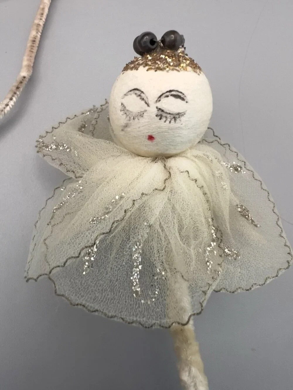 Vintage Spun Cotton Angel Ornaments Lot 8 Mid Century Japan Tulle Chenille MCM